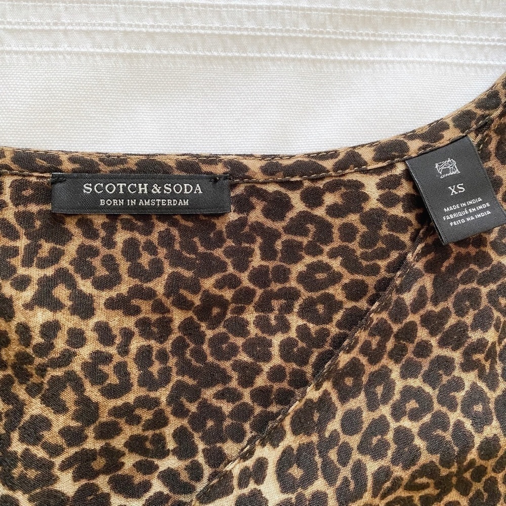 SCOTCH & SODA MAISON SCOTCH LEOPARD LONG SLEEVE BELTED MIDI DRESS - XS - Picture 6 of 9